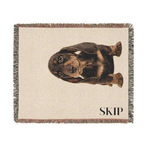 Custom Rottweiler Woven Blanket – Personalized "Skip" Dog Throw